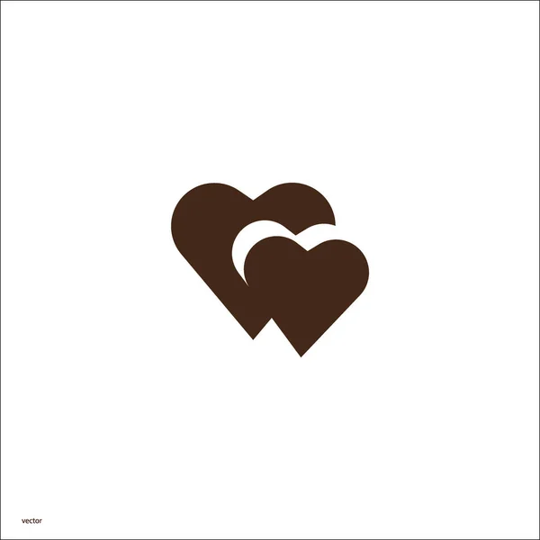 Dos Corazones Icono Plano Ilustración Vectorial — Vector de stock