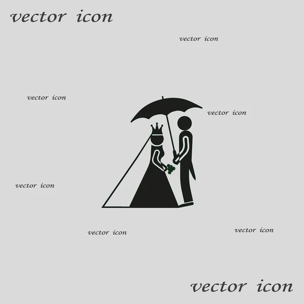 Icône Vectorielle Minimaliste Mariée Marié Debout Ensemble — Image vectorielle