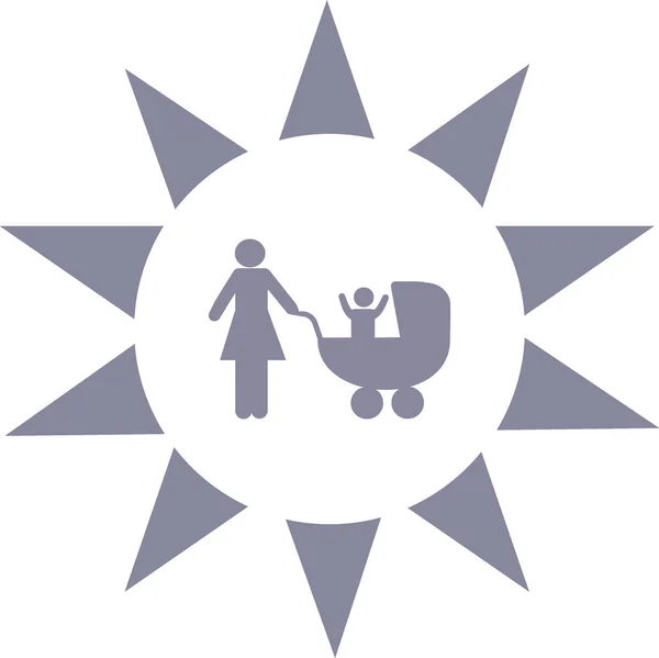 Ícone Vetor Mãe Com Carrinho Bebê — Vetor de Stock