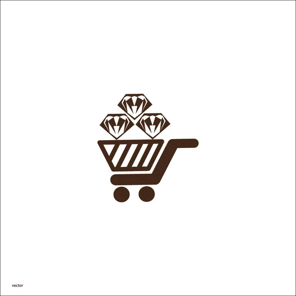 Kleurrijke Briljant Edelstenen Trolley Vectorillustratie — Stockvector