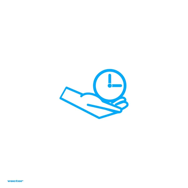 Hand Met Minimalistische Vector Klokpictogram — Stockvector