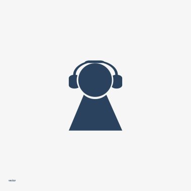 kulaklık yassı simgesi, vektör, illüstrasyon