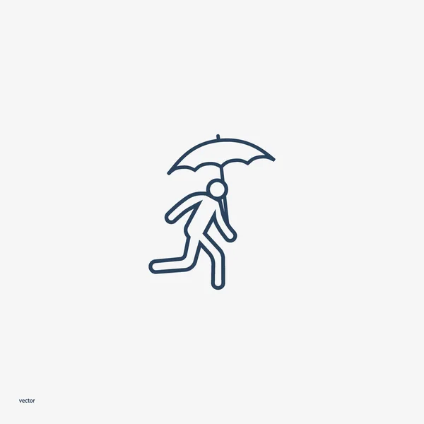 Icona Illustrazione Vettoriale Dell Uomo Corsa Con Ombrello — Vettoriale Stock