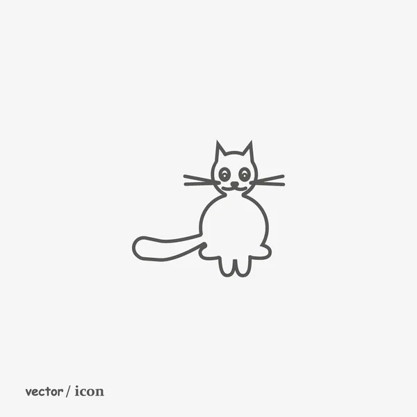 Ícone Vetor Minimalista Gato Amigável Engraçado — Vetor de Stock