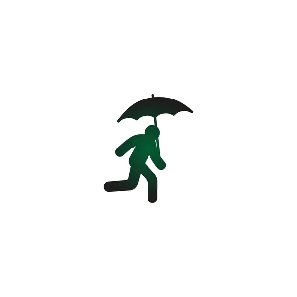Vektor Illustration Ikone Des Laufenden Mannes Mit Regenschirm — Stockvektor