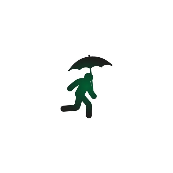 Vector Illustration Icon Running Man Umbrella — Stock Vector