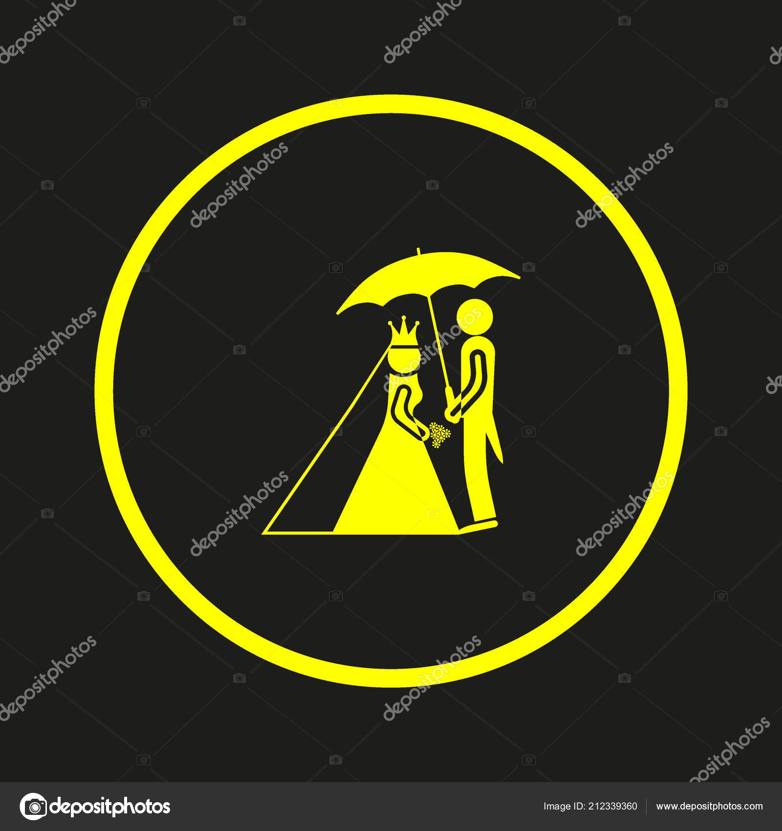Minimalistic Vector Icon Bride Groom Standing Together Stock