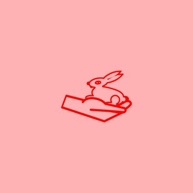 Bunny el düz simgesi, vektör çizim