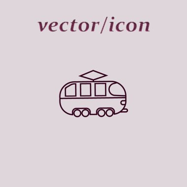 Tramvay düz simgesi, vektör çizim