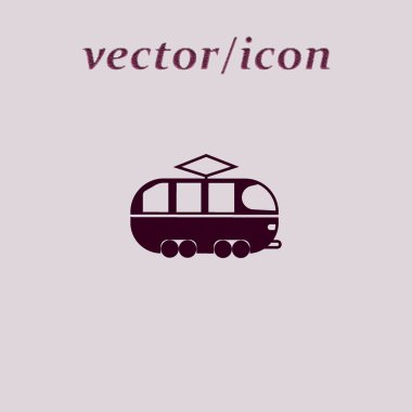 Tramvay düz simgesi, vektör çizim