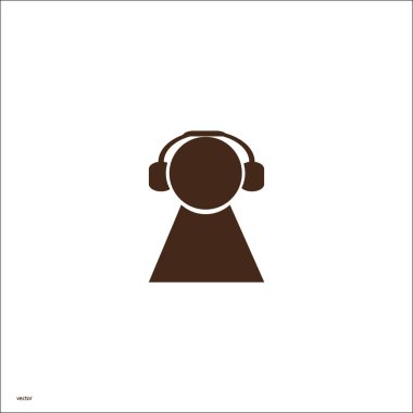 kulaklık düz simgesi, vektör, illüstrasyon