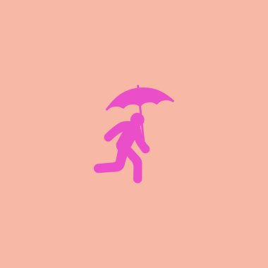 adam şemsiye ile çalışan vektör çizim simgesi