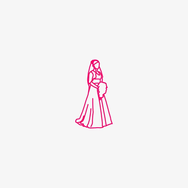 Мінімалістична Векторна Ікона Нареченої Весільній Сукні — стоковий вектор