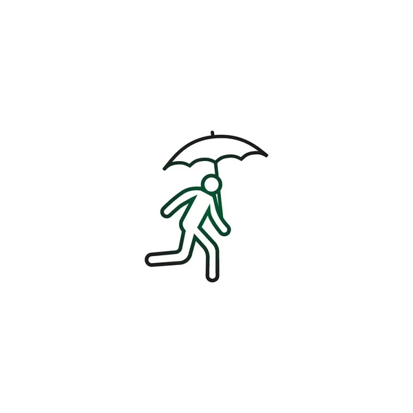 Vektorové Ilustrace Ikona Běžící Muž Deštníkem — Stockový vektor