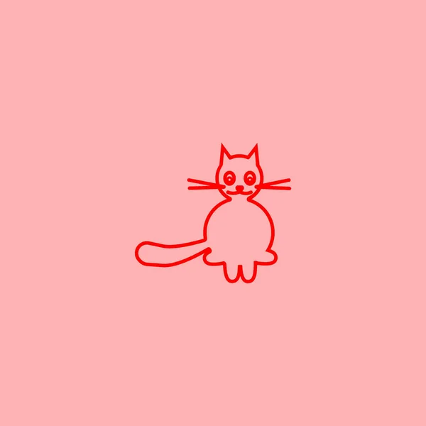 Icône Vectorielle Minimaliste Chat Amical Drôle — Image vectorielle