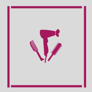 minimalist vektör simgesi saç kurutma makinesi ve fırçalar