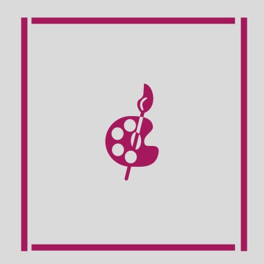 Ressam paleti fırça düz simgesi, vektör, illüstrasyon 