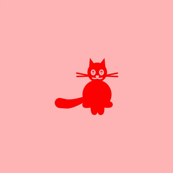 Minimalistic Vector Icon Funny Friendly Cat — Stock Vector