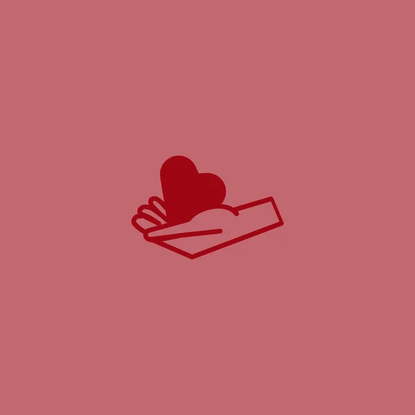 Сердце Руке Плоская Иконка Векторная Иллюстрация — стоковый вектор