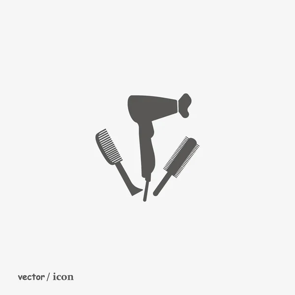 Icono Vectorial Minimalista Secador Pelo Cepillos — Vector de stock