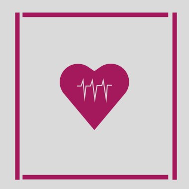 kalp kardiyogram düz simgesi, vektör, illüstrasyon 