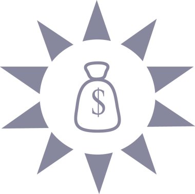 Doları çanta düz simgesi, vektör, illüstrasyon 