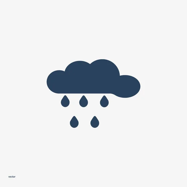 Pluie Nuage Plat Icône Vecteur Illustration — Image vectorielle