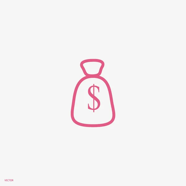 ドル袋フラット アイコン ベクトル イラスト — ストックベクタ