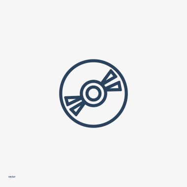 Kompakt disk düz simgesi, vektör, illüstrasyon 