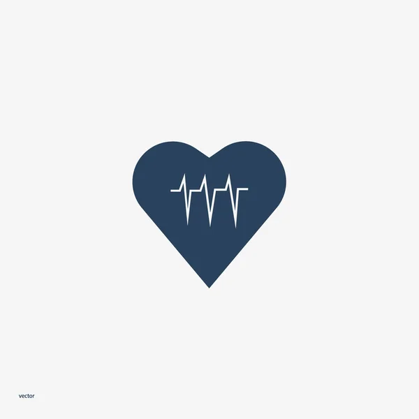 Heart Cardiogram Flat Icon Vector Illustration — Stock Vector