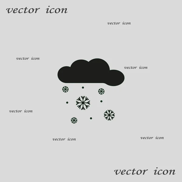 Nevado Nuvem Plana Ícone Vetor Ilustração — Vetor de Stock