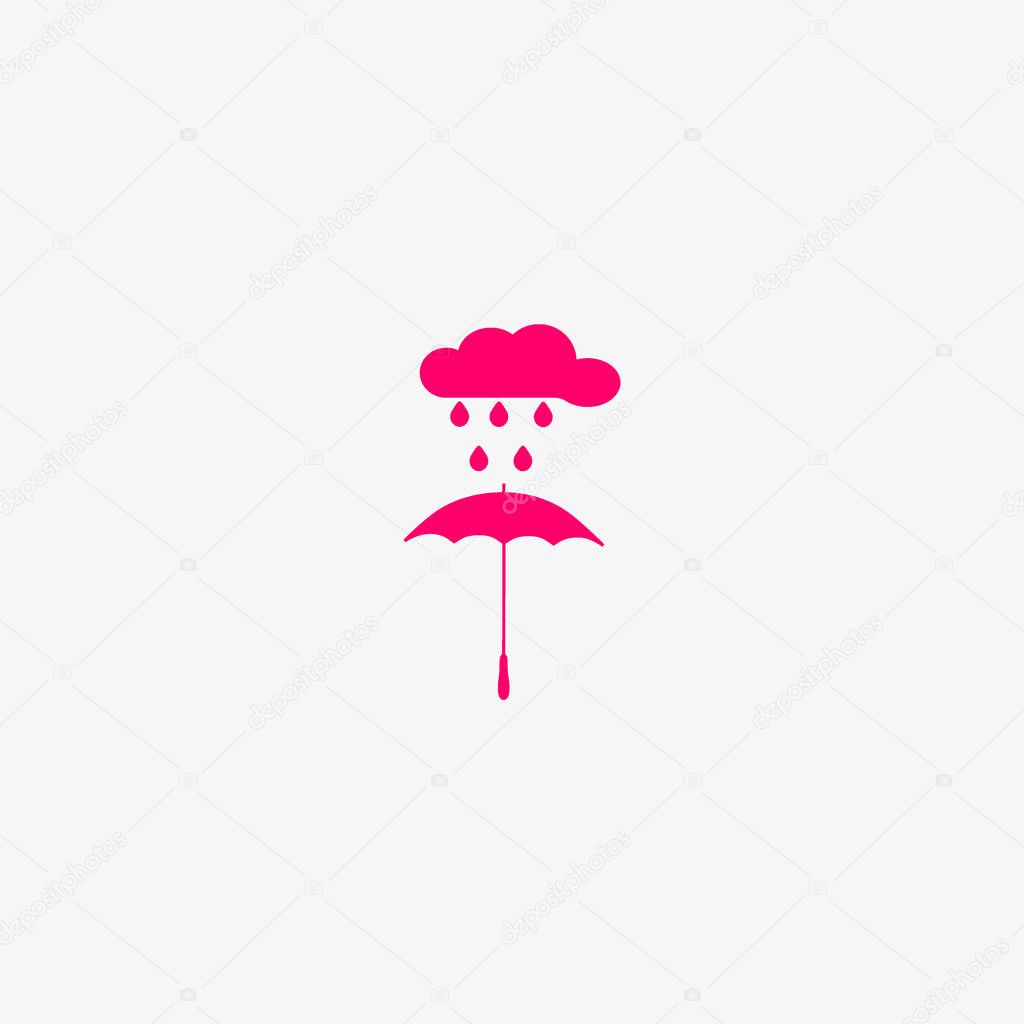 vector illustration icon of umbrella and precipitation