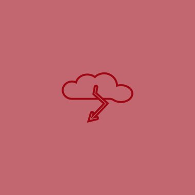 bulut yıldırım düz simgesi, vektör, illüstrasyon 