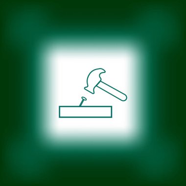 isabet tırnak düz simgesi, vektör, illüstrasyon çekiç