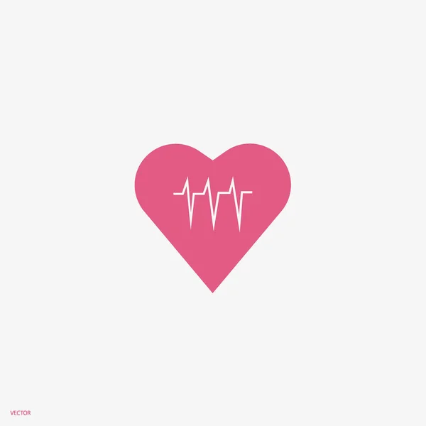 心臓心電図フラット アイコン ベクトル イラスト — ストックベクタ