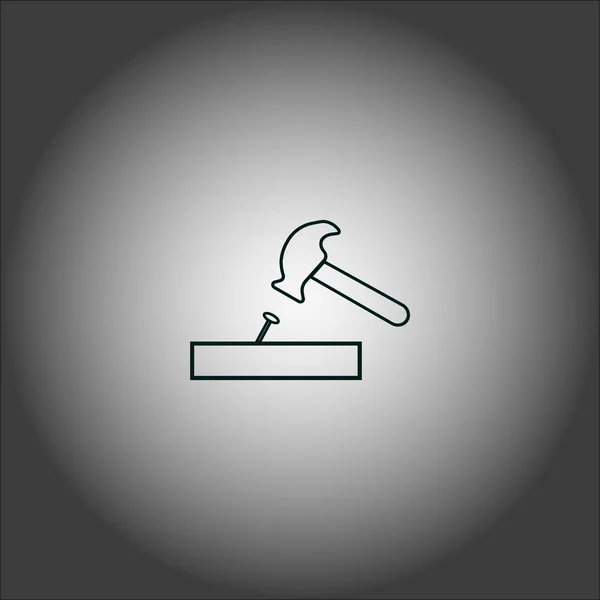 Martillo Golpeando Clavo Icono Plano Vector Ilustración — Vector de stock