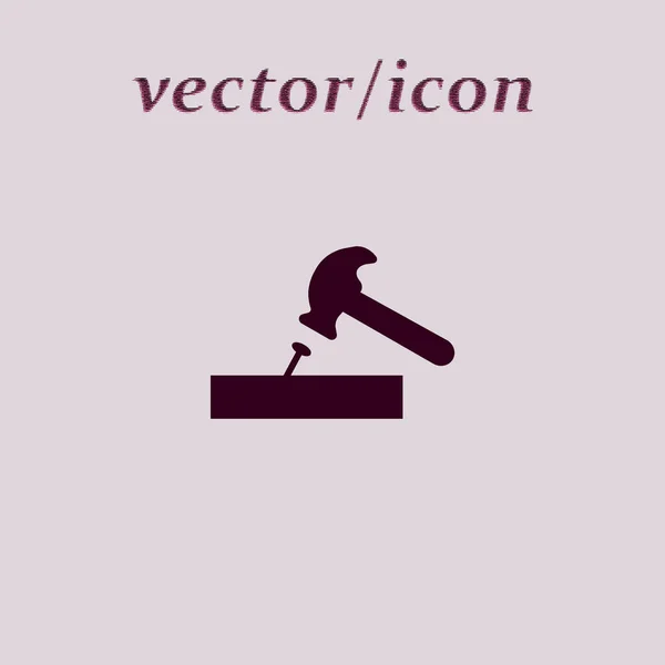 Удар Молотком Ногтей Плоский Значок Вектор Иллюстрация — стоковый вектор