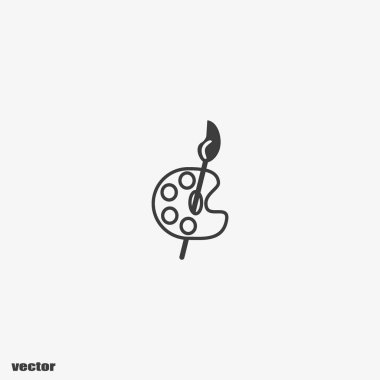 Ressam paleti fırça düz simgesi, vektör, illüstrasyon 