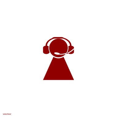 kulaklık yassı simgesi, vektör, illüstrasyon 