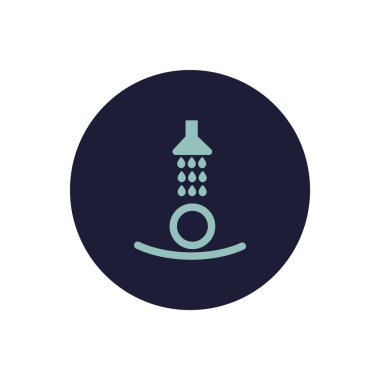 Erkek baş duş altında düz kutsal kişilerin resmi, vektör, illüstrasyon   