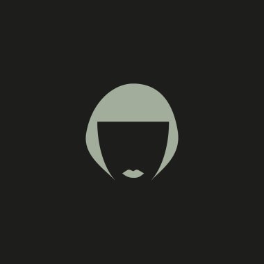 kadın baş kısa saç modeli ile minimalist vektör simgesi