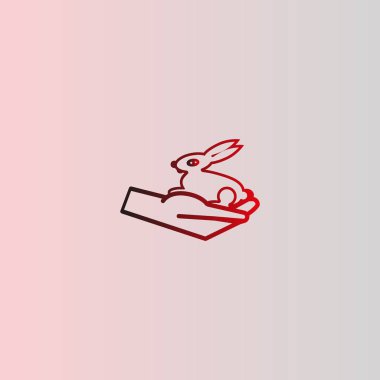 Bunny el düz simgesi, vektör çizim