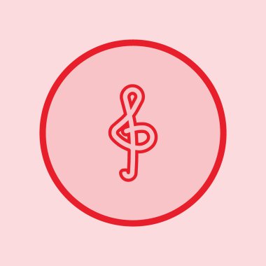 nota anahtarı düz simgesi, vektör çizim