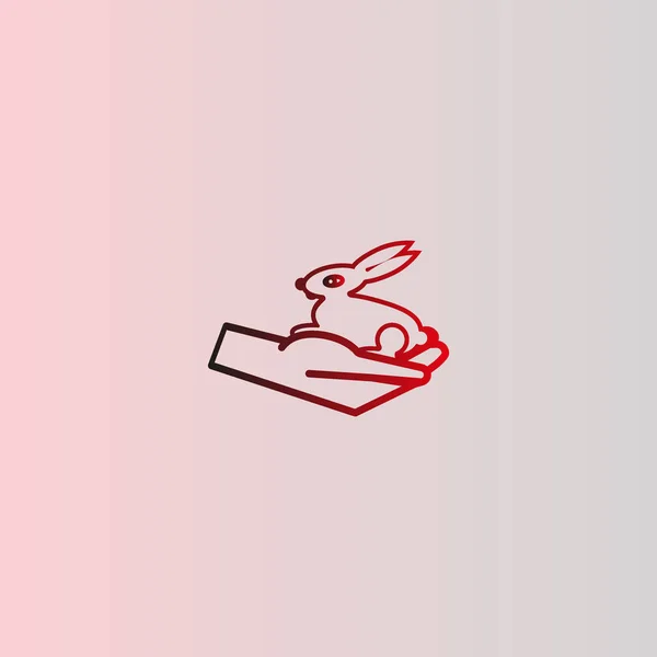 Bunny Handje Platte Vectorillustratie — Stockvector