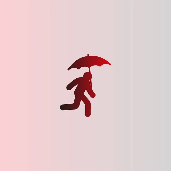 Vector Illustration Icon Running Man Umbrella — Stock Vector