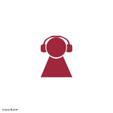 kulaklık yassı simgesi, vektör, illüstrasyon 