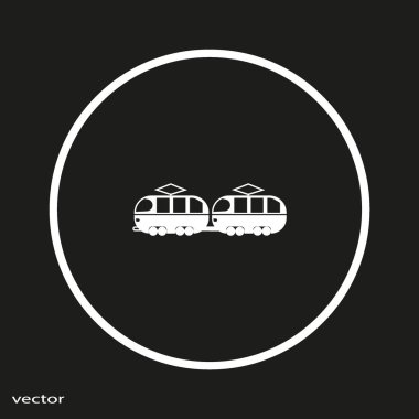 Tramvay düz simgesi, vektör çizim