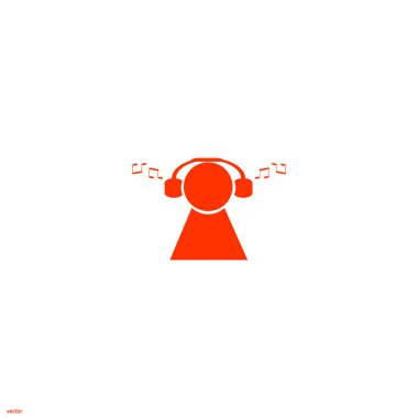 kulaklık yassı simgesi, vektör, illüstrasyon 