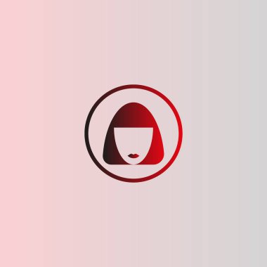 kadın baş kısa saç modeli ile minimalist vektör simgesi