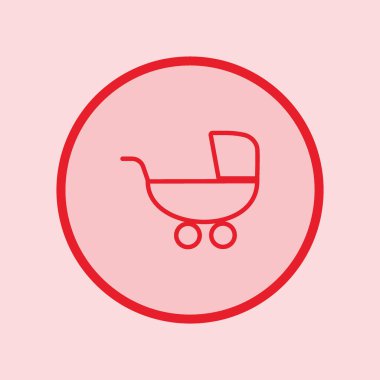 Çocuk arabası düz stil ikonu, vektör çizim  